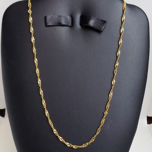 Solid 24K Yellow Gold Twisted Rope Chain